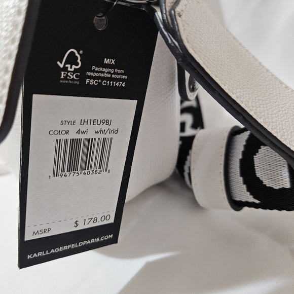 NWT Karl Lagerfeld Paris Maybelle Cross Body Purse White - Picture 7 of 11